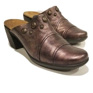Romika Women's Size 39 8-8.5 Mules Clogs Studded Chunky Sole Bronze Leather Shoe